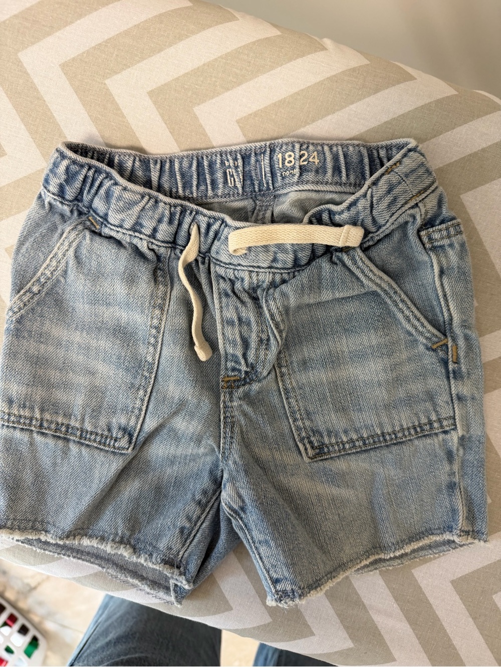 GAP Light Blue Denim Drawstring 18-24M Shorts